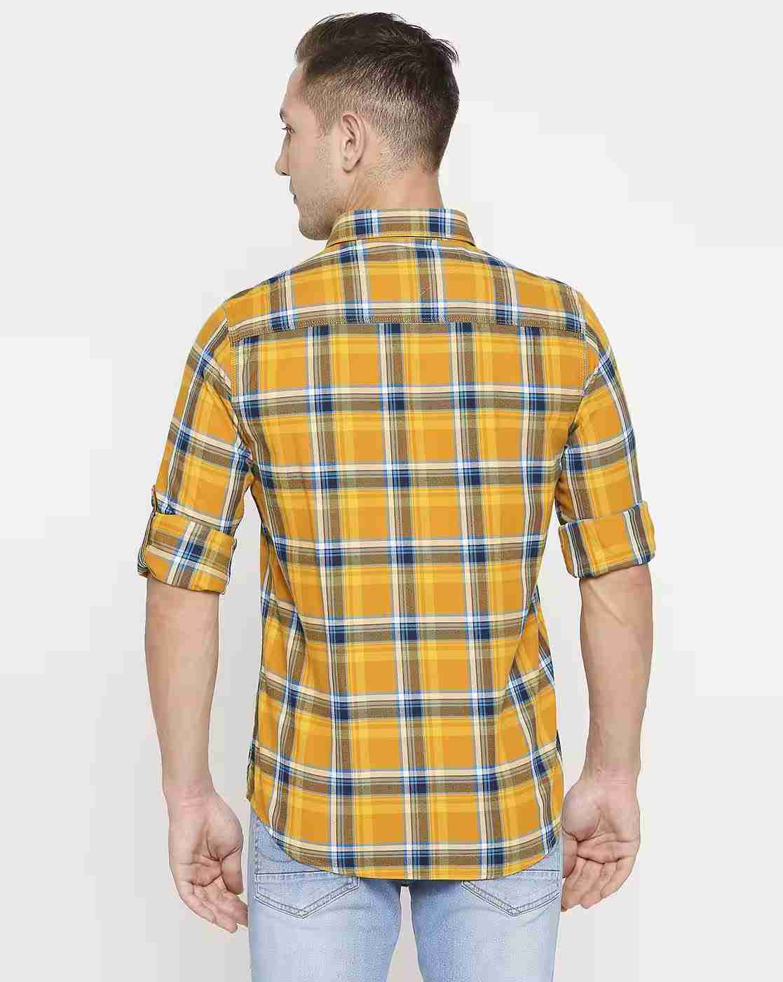 Lee Cooper | Checked Cotton Shirt with Patch Pocket|2