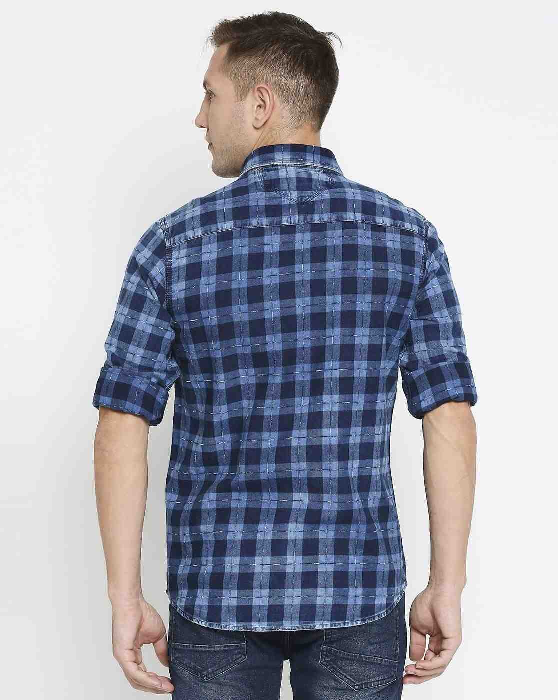 Lee Cooper | Checked Cotton Shirt with Patch Pocket|2