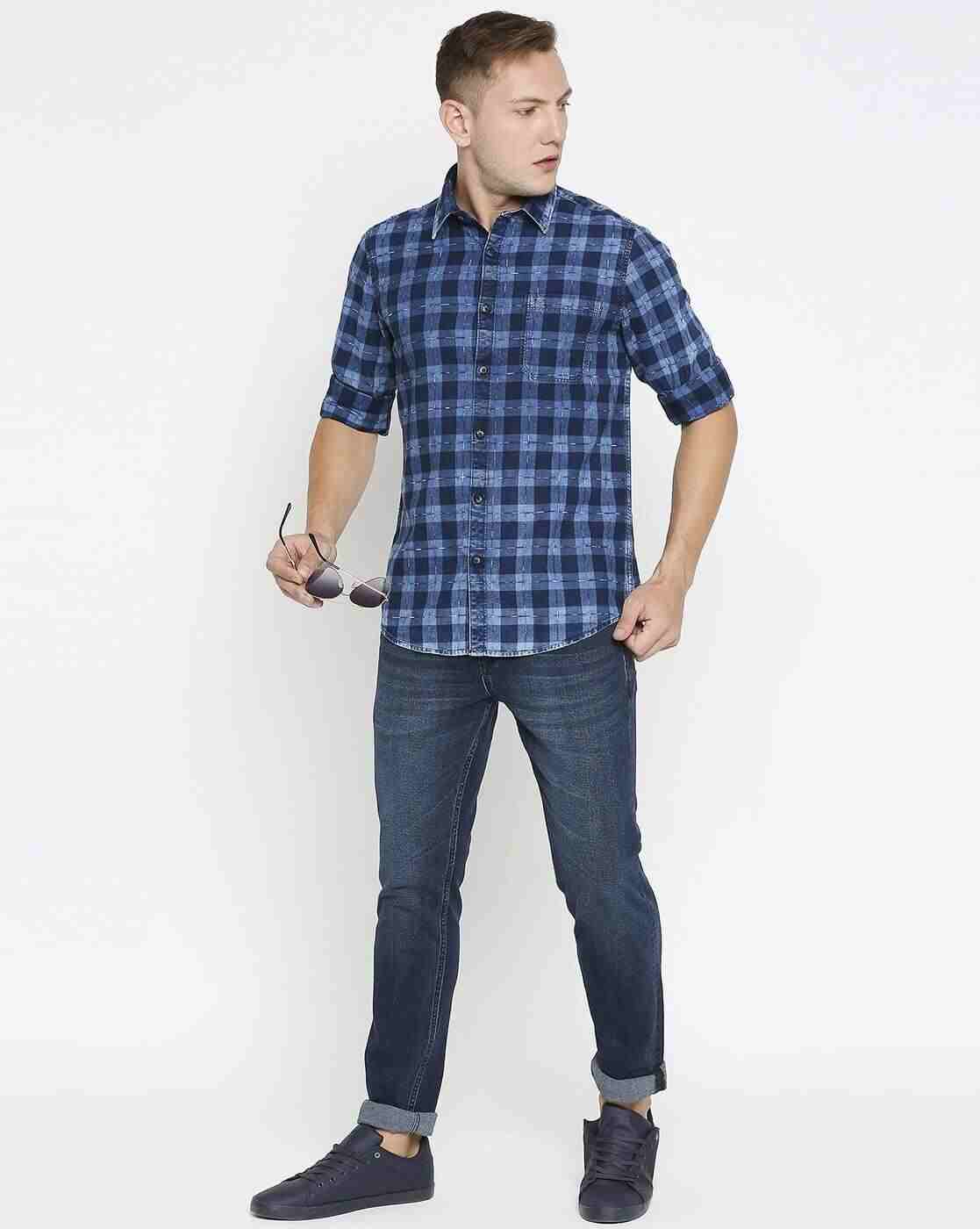 Lee Cooper | Checked Cotton Shirt with Patch Pocket|3