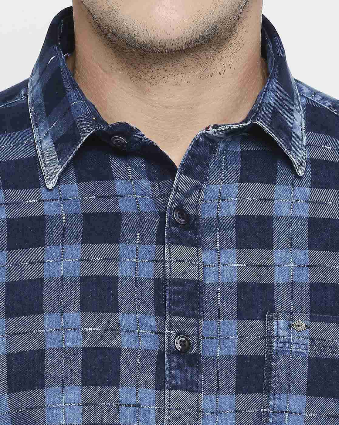 Lee Cooper | Checked Cotton Shirt with Patch Pocket|4