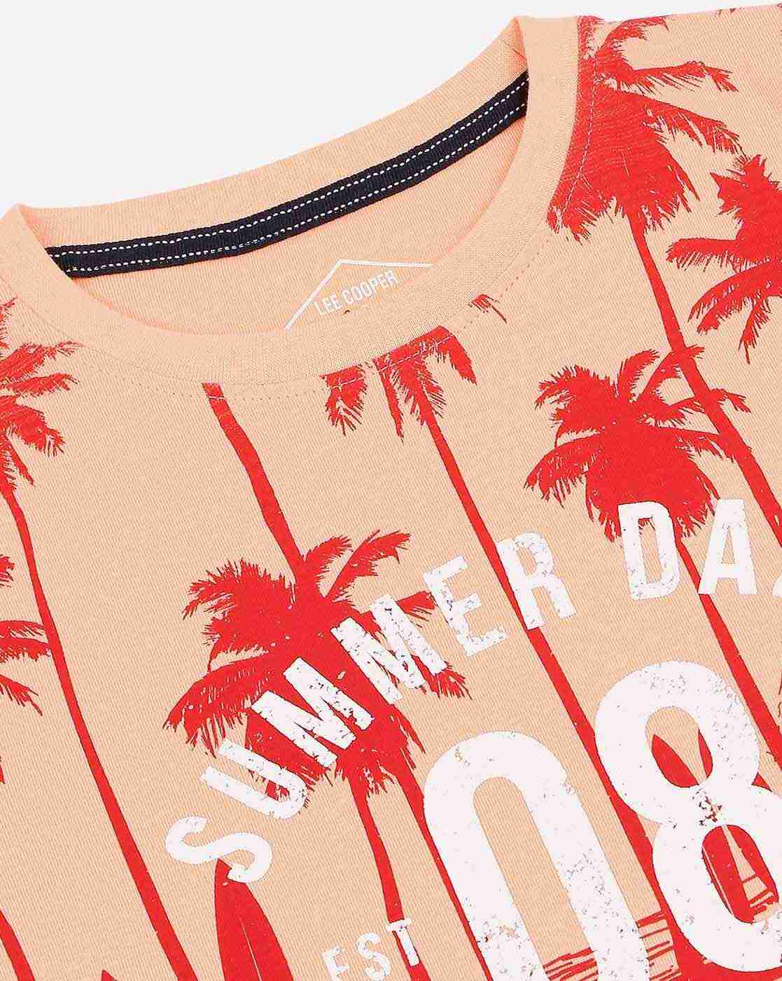Lee Cooper | Tropical Print Slim Fit Crew-Neck T-Shirt|2
