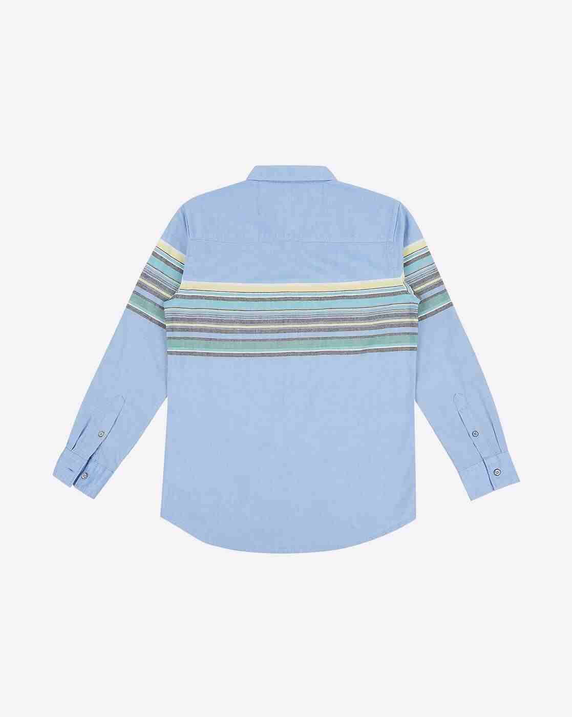 Lee Cooper | Striped Slim Fit Shirt with Curved Hemline|1