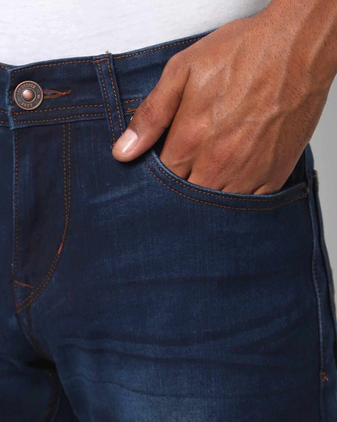 Lee Cooper | Men Lightly Washed Slim Fit Jeans with Whiskers|3