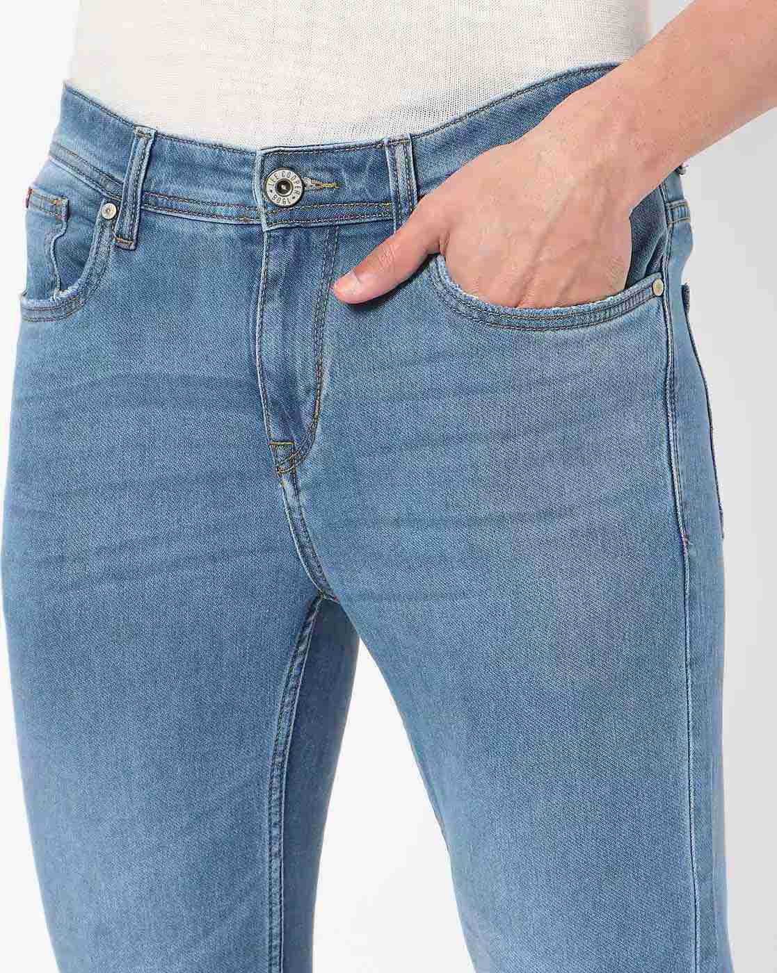 Lee Cooper | Men Mid-Rise Washed Cropped Slim Fit Jeans|3