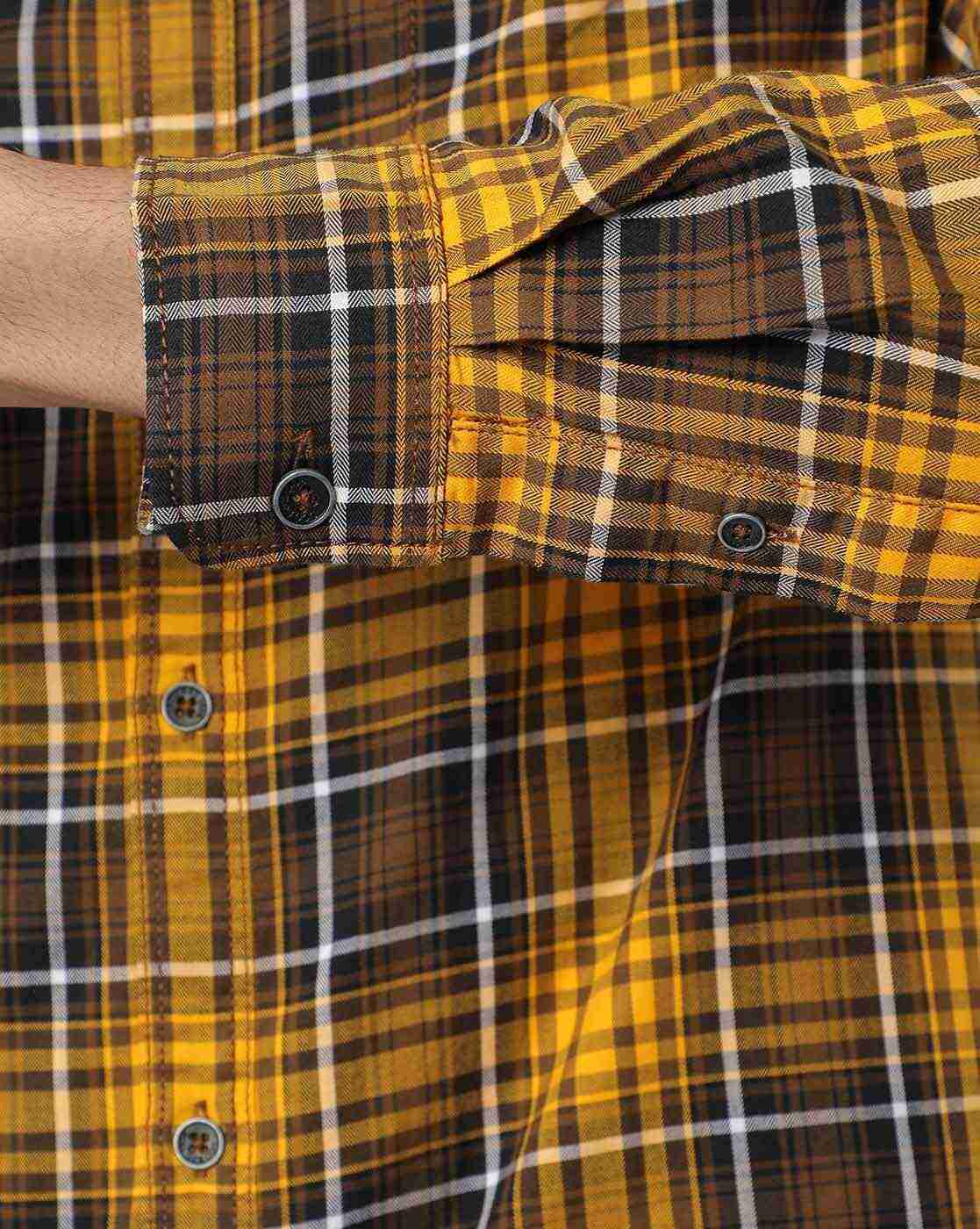 Lee Cooper | Checked Hooded Shirt with Patch Pocket|2