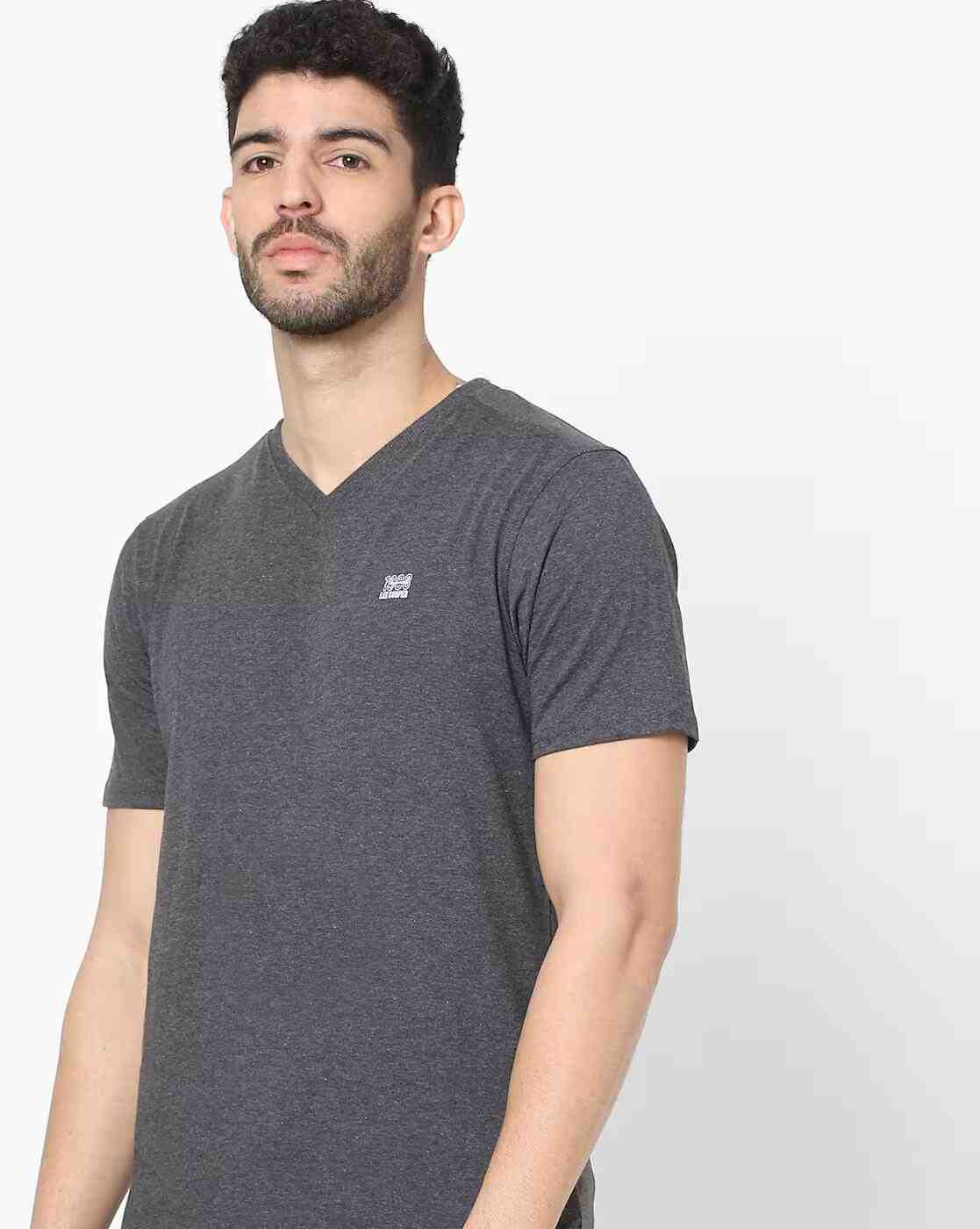 Regular Fit V-neck T-Shirt with Brand Print