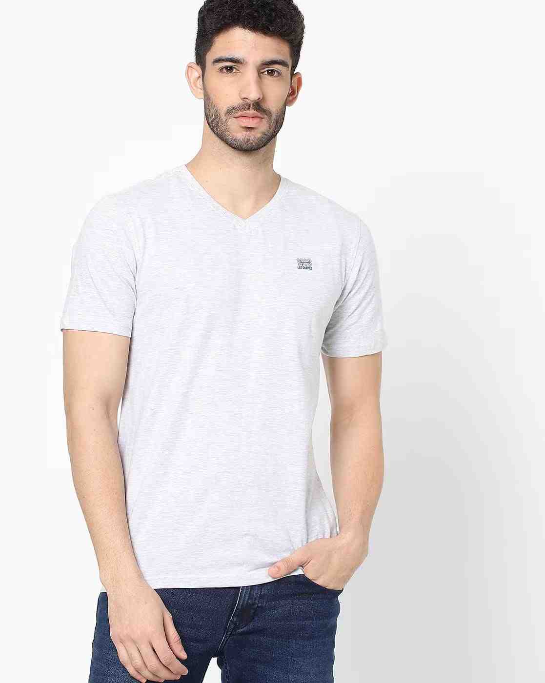 Regular Fit V-neck T-Shirt with Brand Print