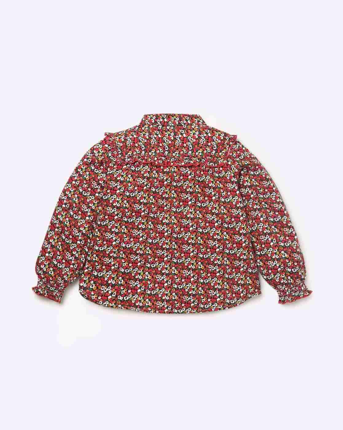 Lee Cooper | Floral Print Round-Neck Top with Ruffles|1