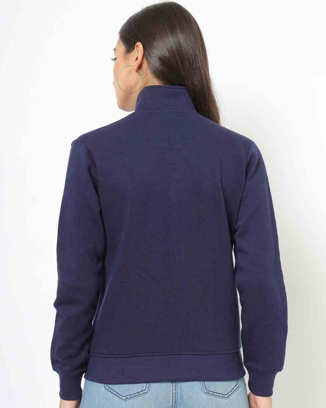 Lee Cooper | Ribbed High-Neck Zip-Front Sweatshirt with Pockets|1