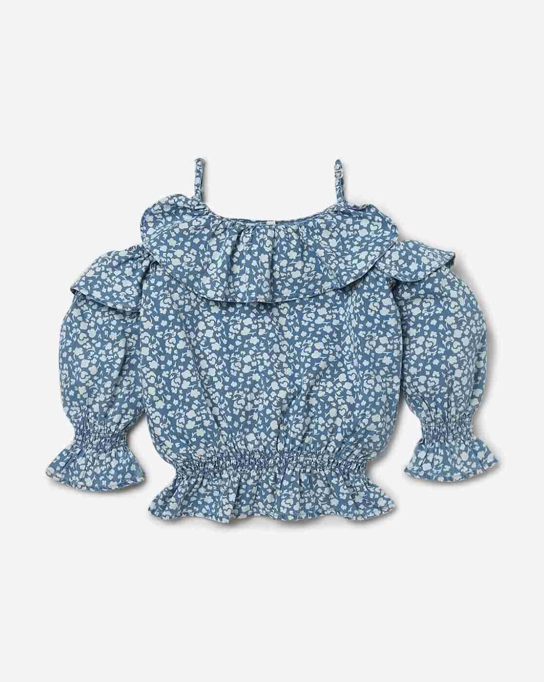 Lee Cooper | Floral Print Cold-Shoulder Top with Bishop Sleeves|0