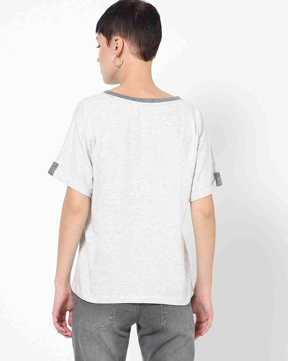 Lee Cooper | Brand Print Crew-Neck T-shirt with Pull-Tab Sleeves|2