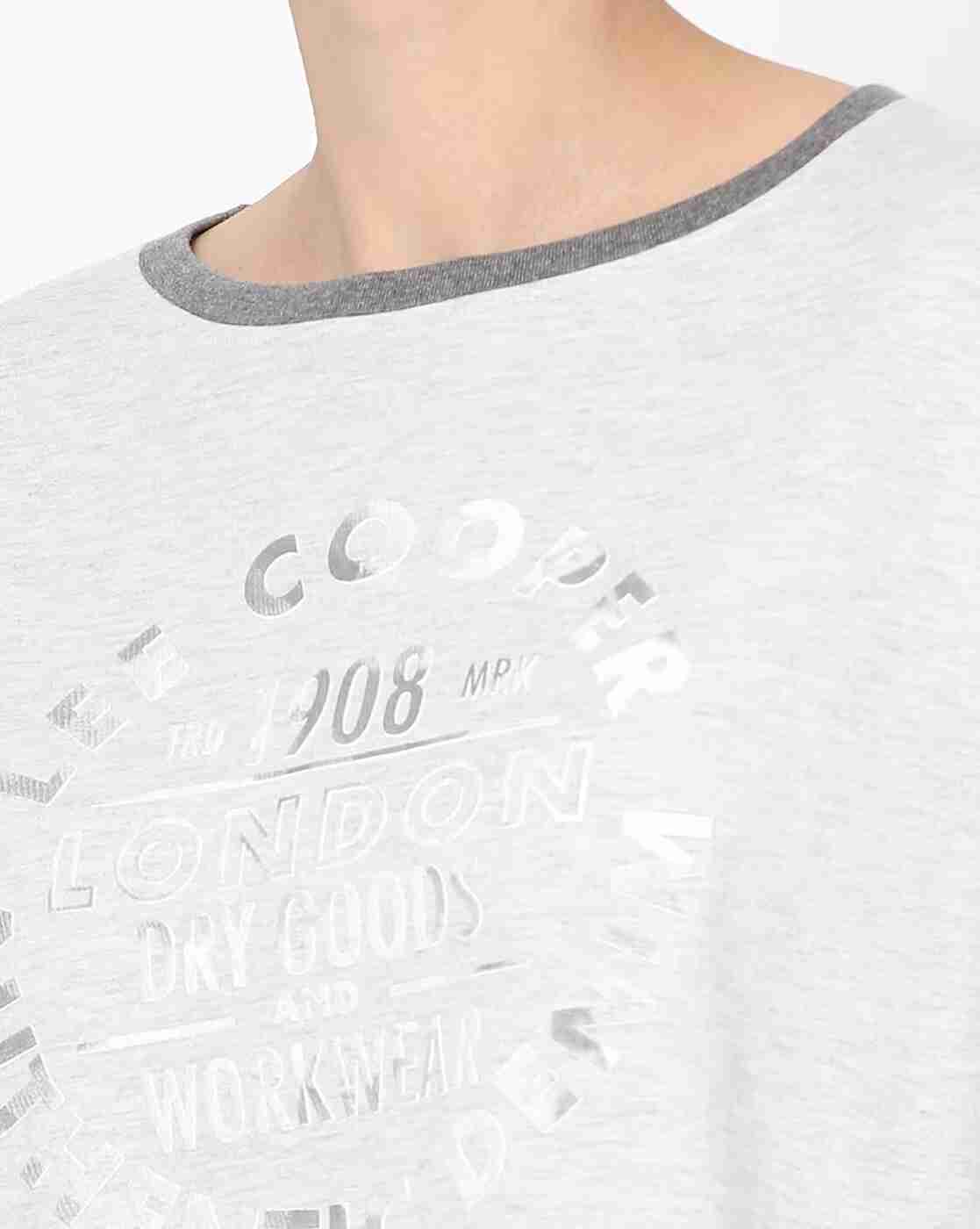 Lee Cooper | Brand Print Crew-Neck T-shirt with Pull-Tab Sleeves|3