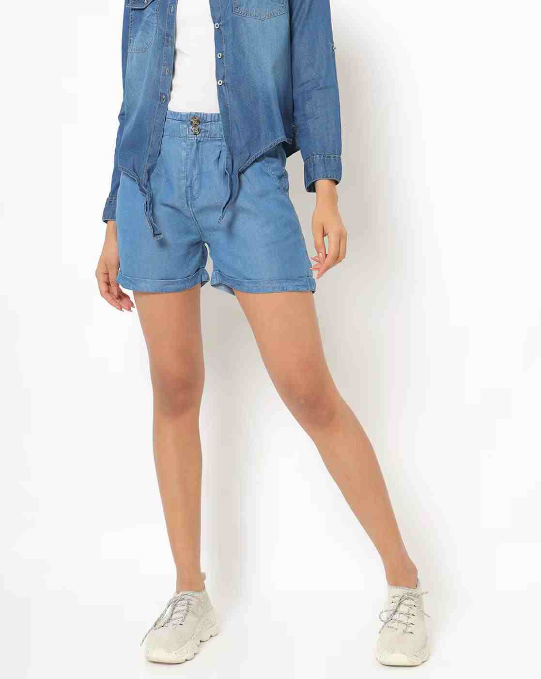 Lee Cooper | Lightly Washed Denim Shorts with Insert Pockets|0