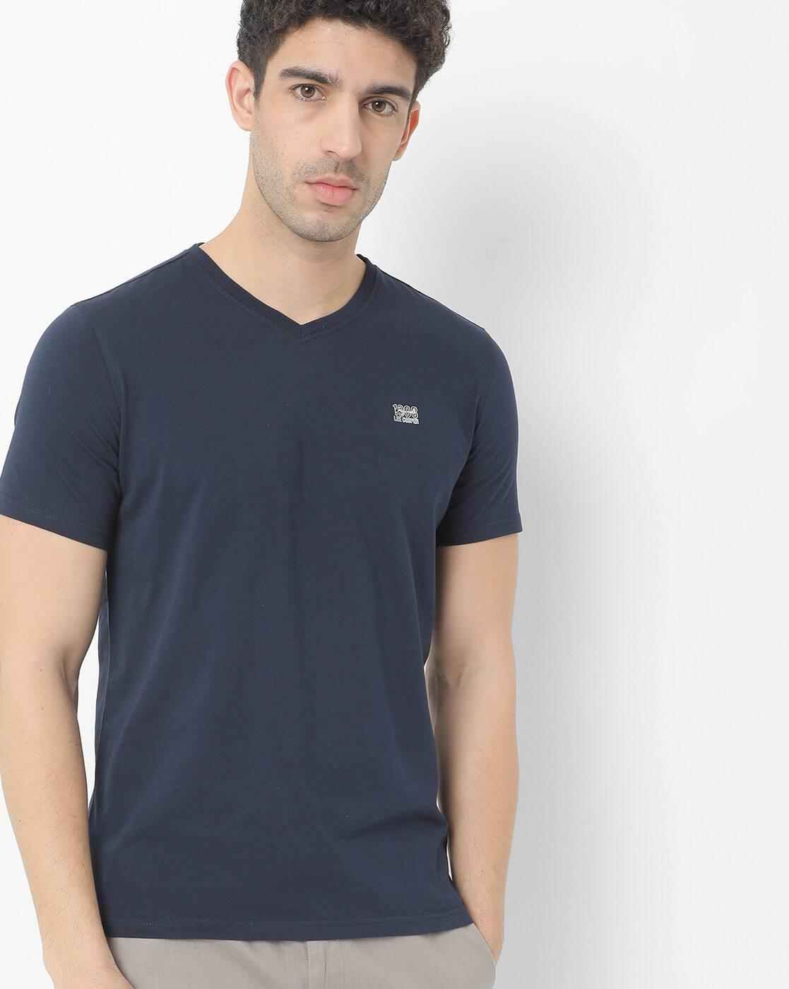 Regular Fit Brand Print V-neck T-Shirt