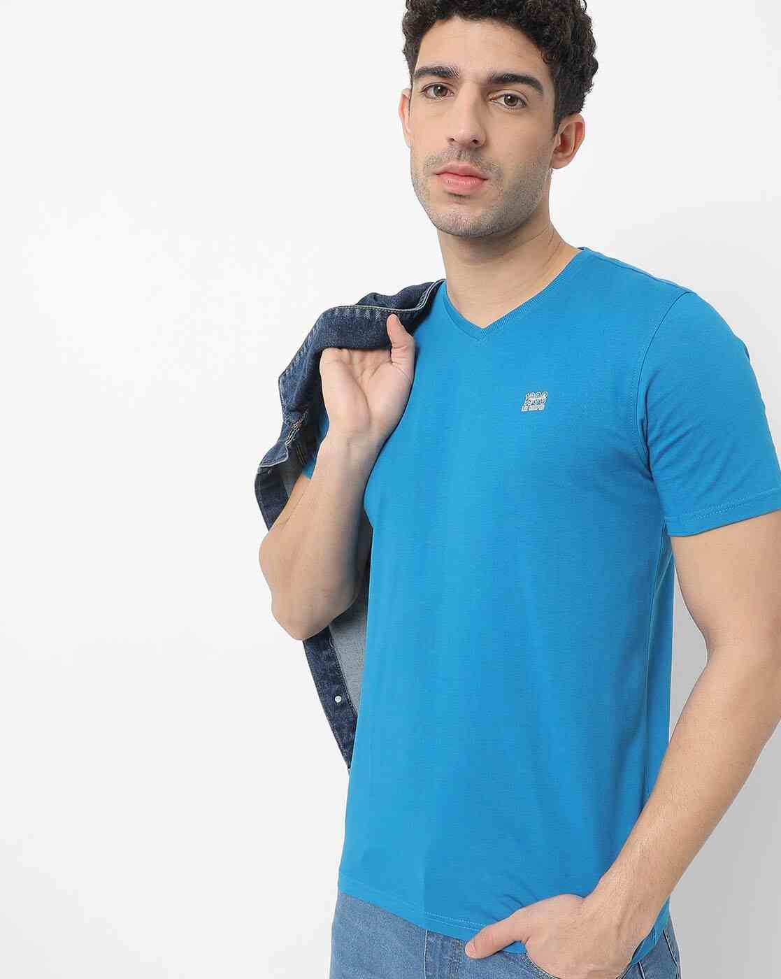 Regular Fit Brand Print V-neck T-Shirt