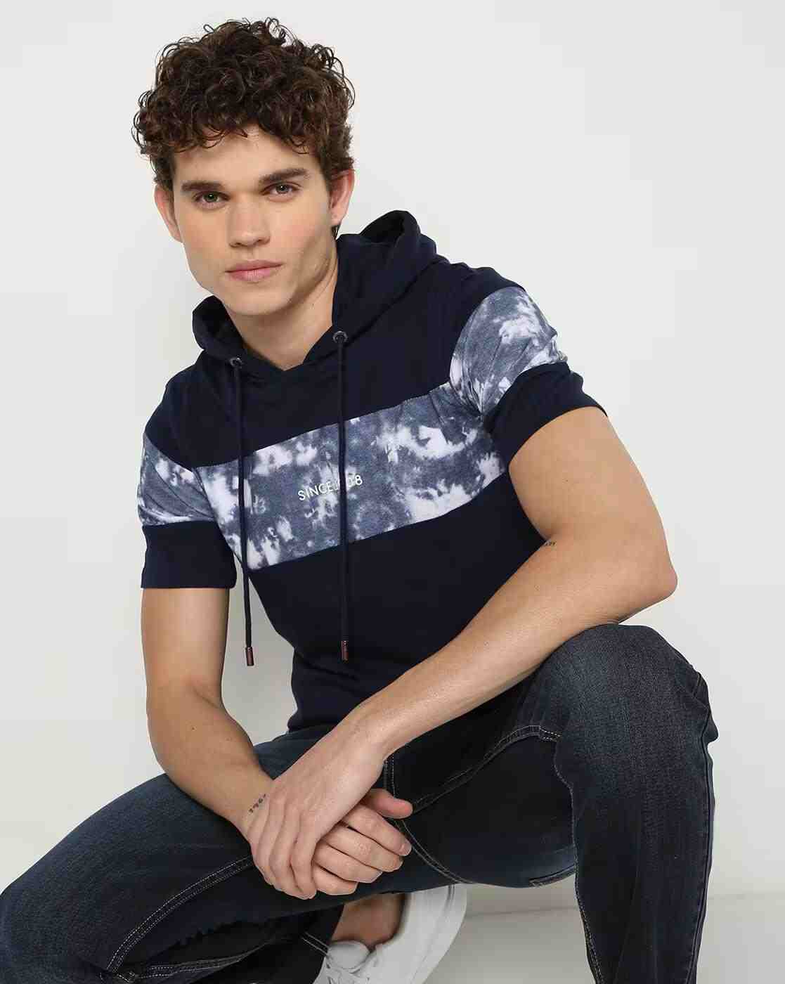 Lee Cooper | Hooded T-shirt with Printed Panel|0