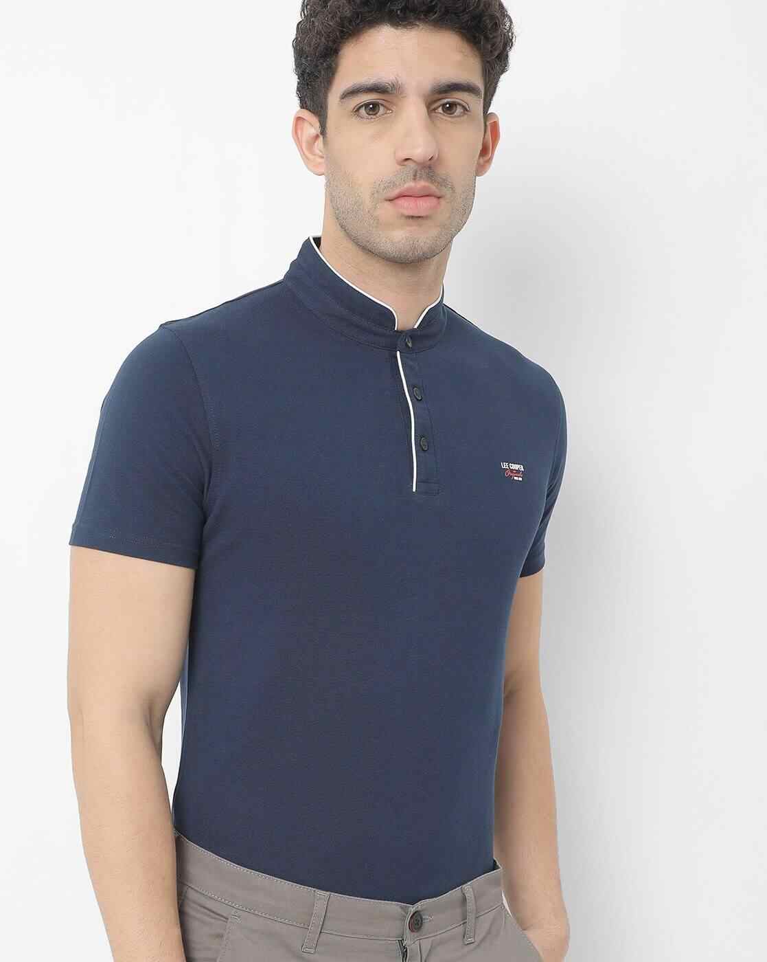 Regular Fit Polo T-Shirt with Mandarin Collar