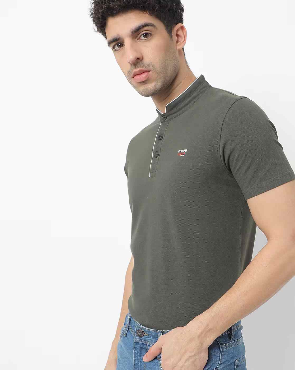Polo T-shirt with Mandarin Collar