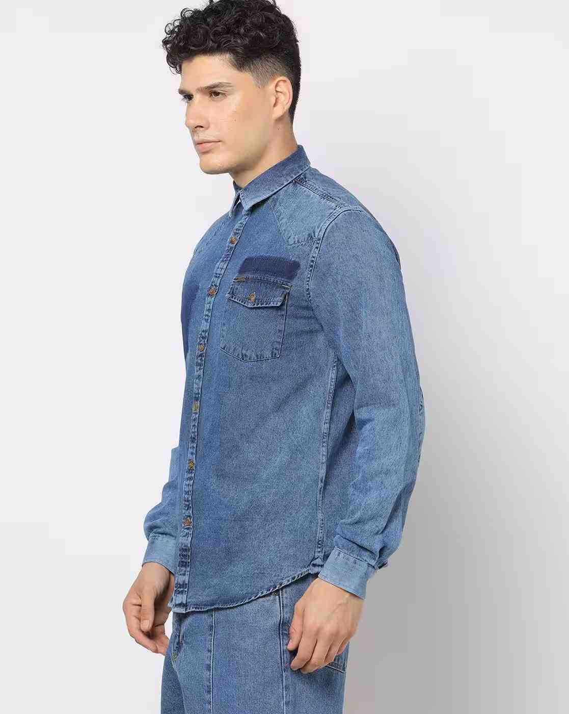 Lee Cooper | Men Slim Fit Shirt with Flap Pocket|1