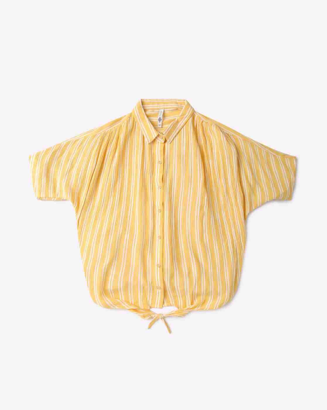 Lee Cooper | Striped Button-Down Shirt with Waist Tie-Up|0