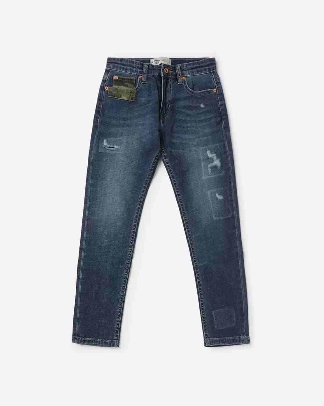 Lee Cooper | Boys Distressed Slim Fit Mid-Wash Jeans|0