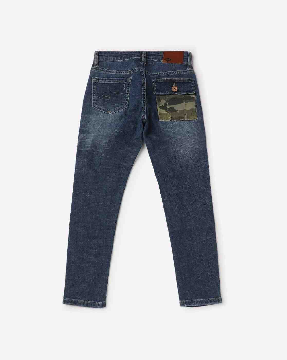 Lee Cooper | Boys Distressed Slim Fit Mid-Wash Jeans|1