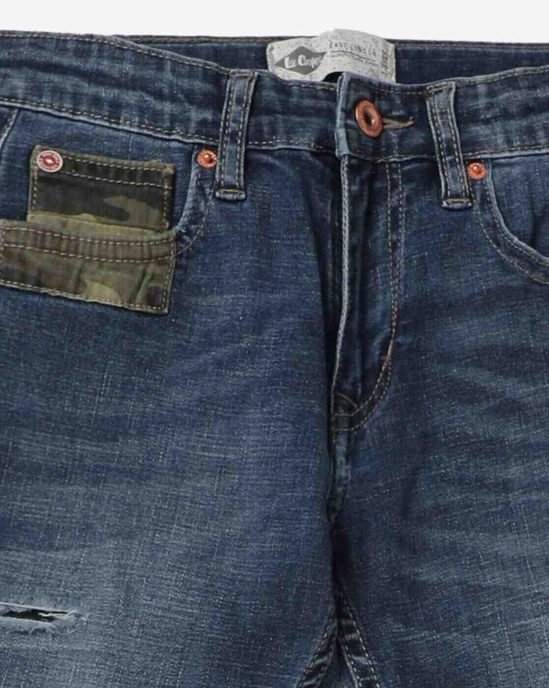 Lee Cooper | Boys Distressed Slim Fit Mid-Wash Jeans|2