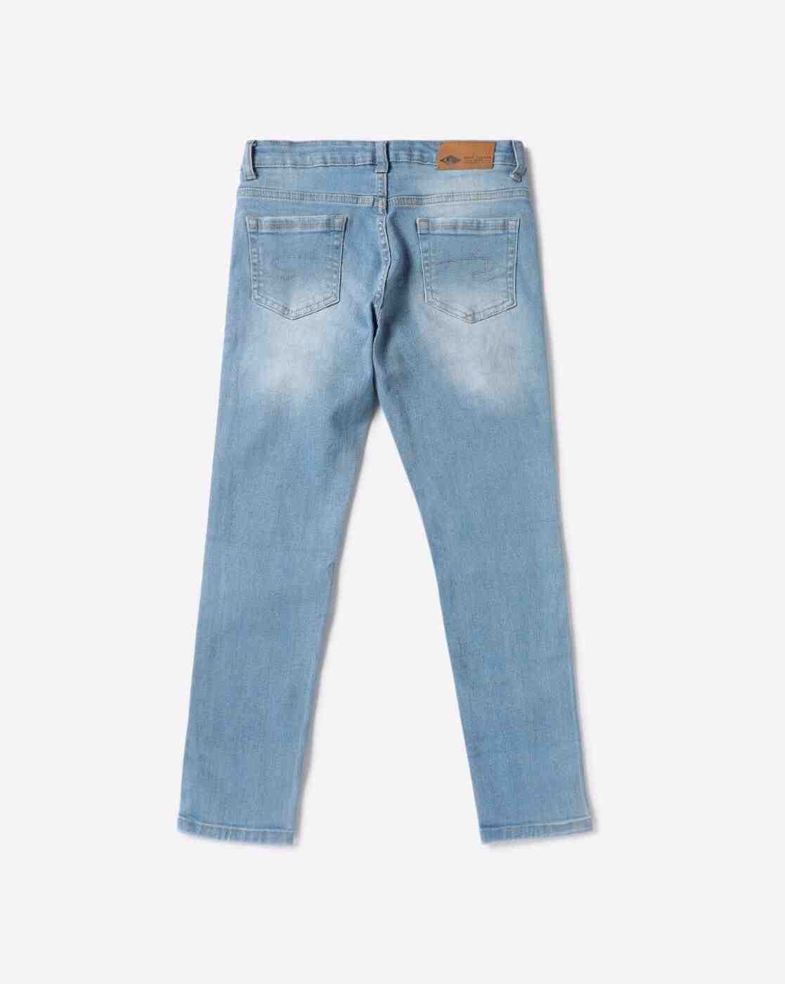 Lee Cooper | Mid-Wash Slim Fit Distressed Jeans|1