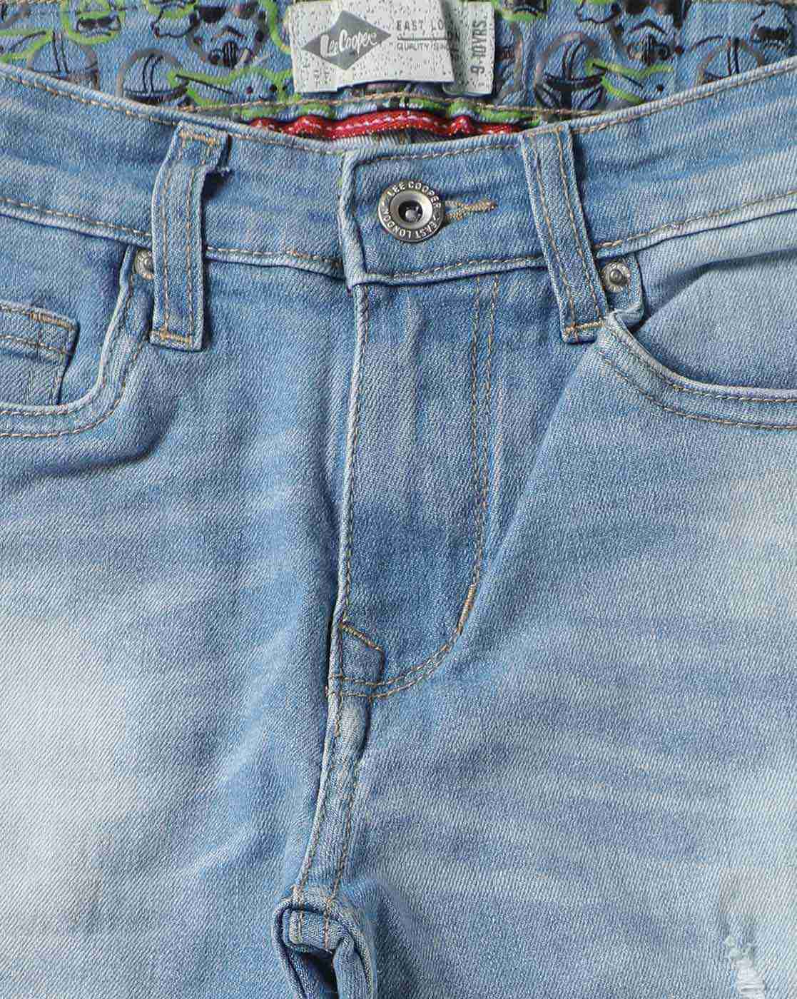 Lee Cooper | Mid-Wash Slim Fit Distressed Jeans|2