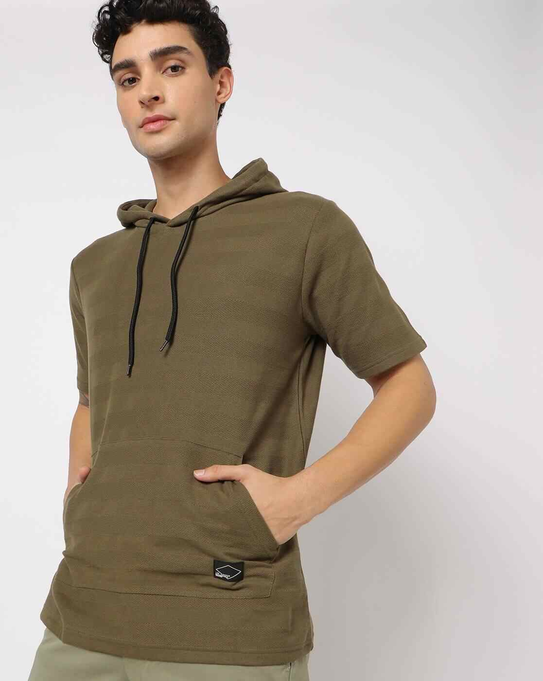 Regular Fit Striped Hooded T-Shirt