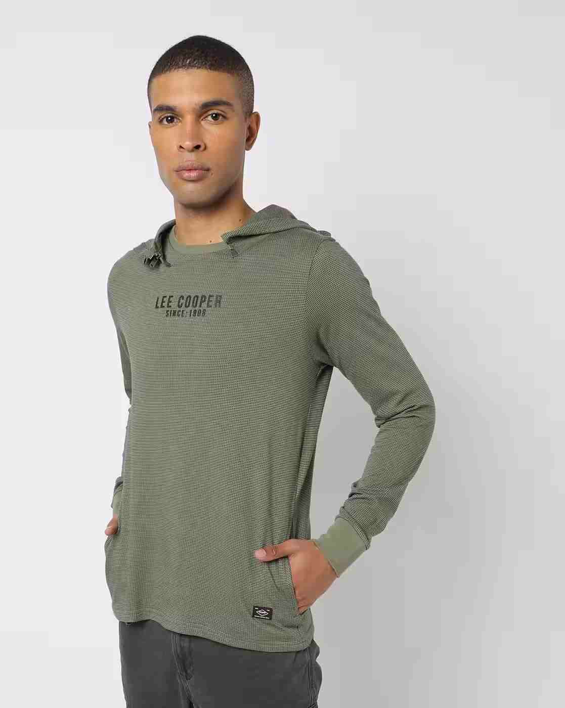Lee Cooper | Regular Fit Micro Print Hooded T-Shirt with Logo Accent|0