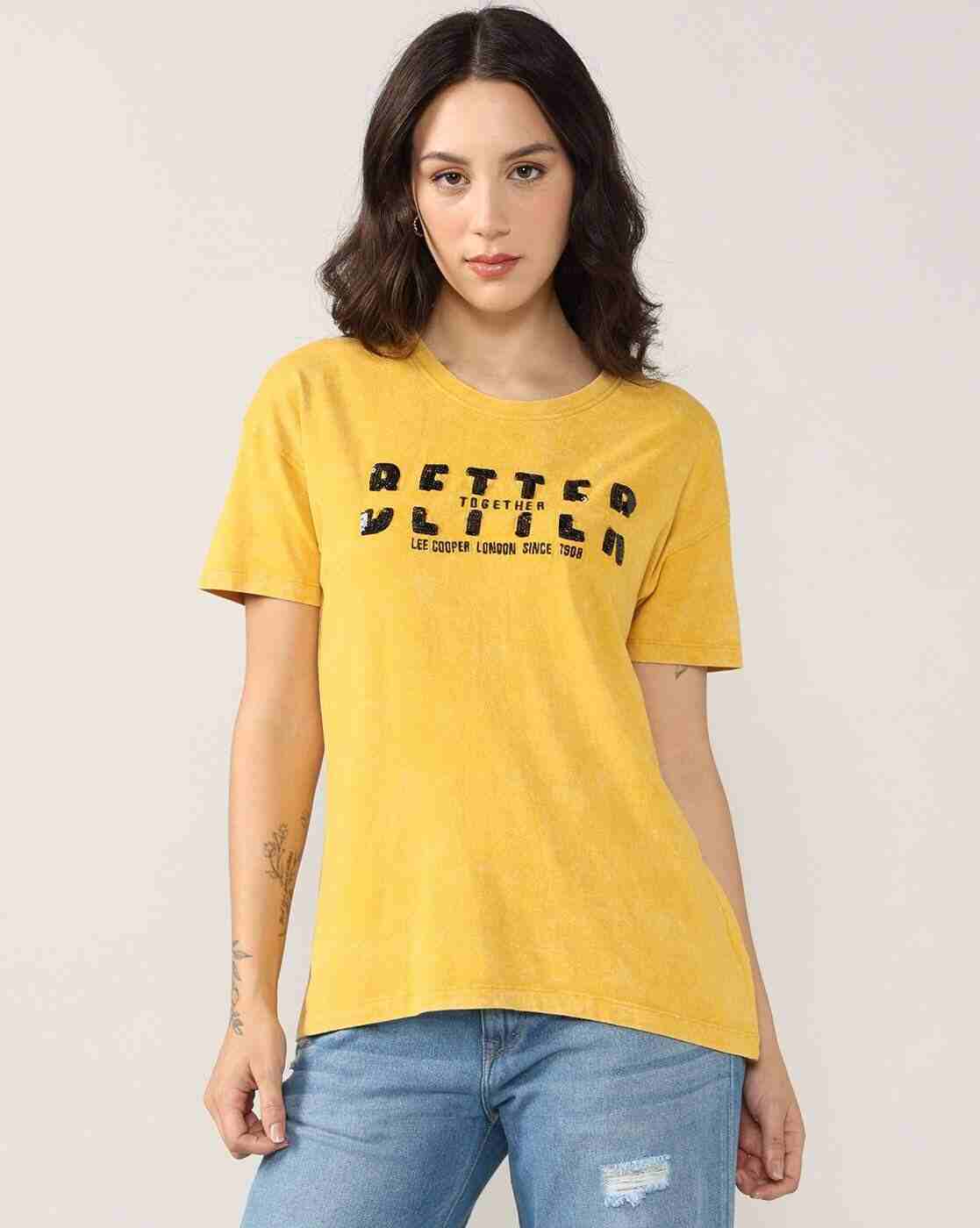 Lee Cooper | Women Typographic Print Slim Fit Round-Neck T-Shirt|0