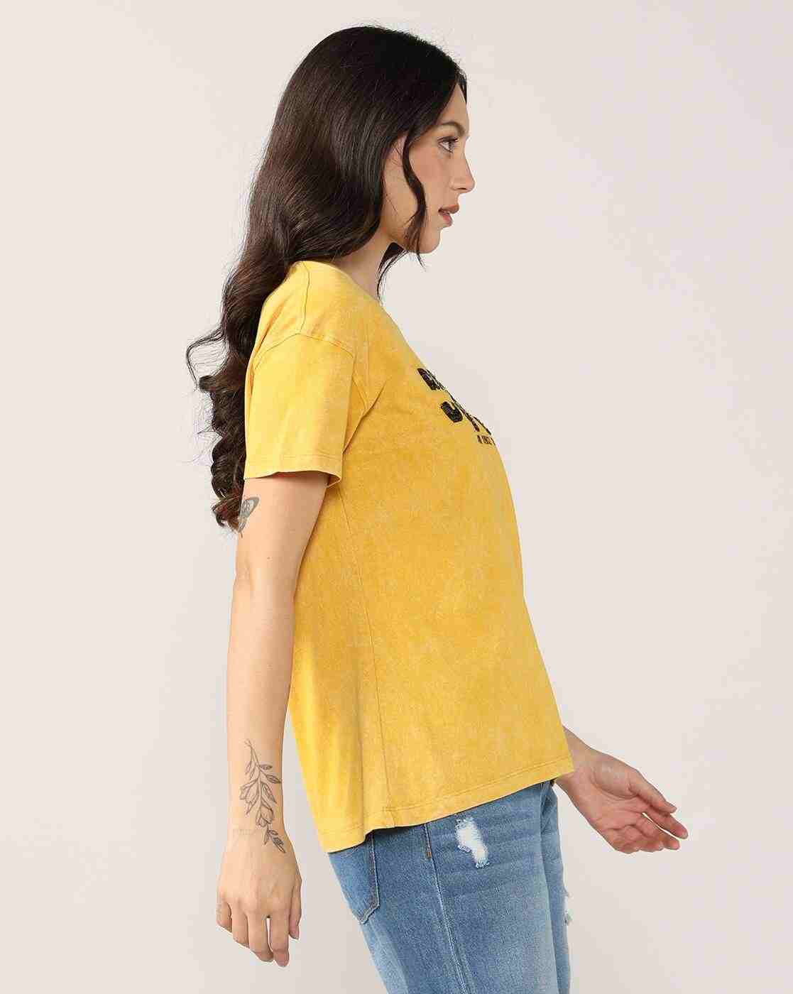 Lee Cooper | Women Typographic Print Slim Fit Round-Neck T-Shirt|1