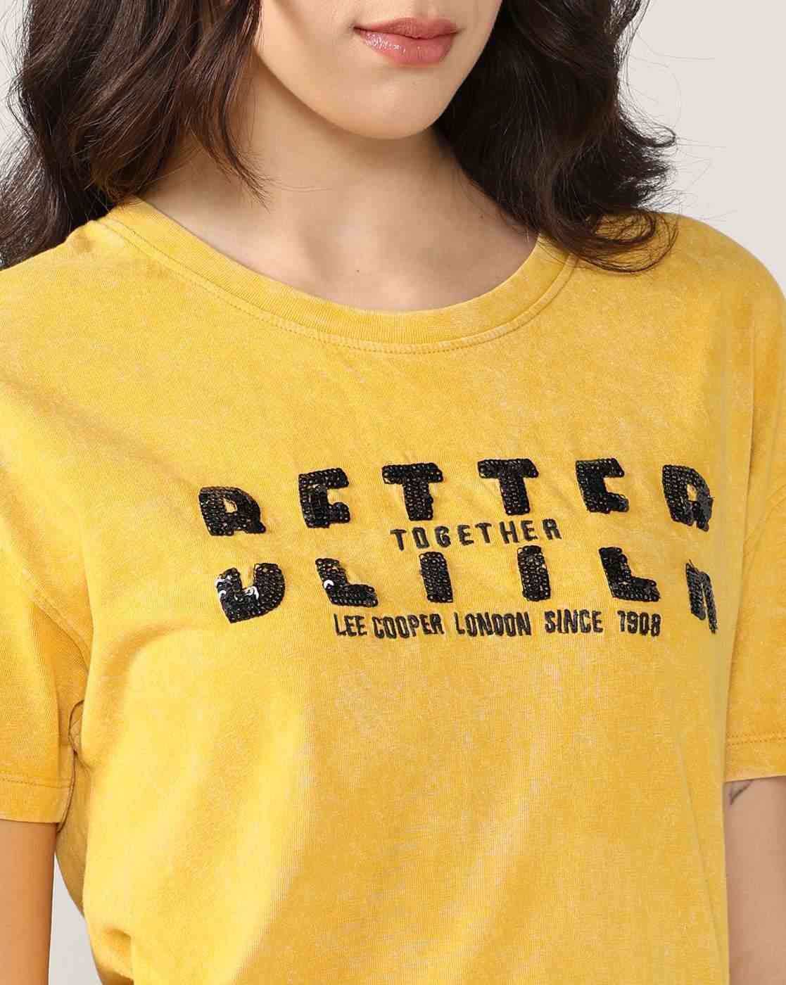 Lee Cooper | Women Typographic Print Slim Fit Round-Neck T-Shirt|4