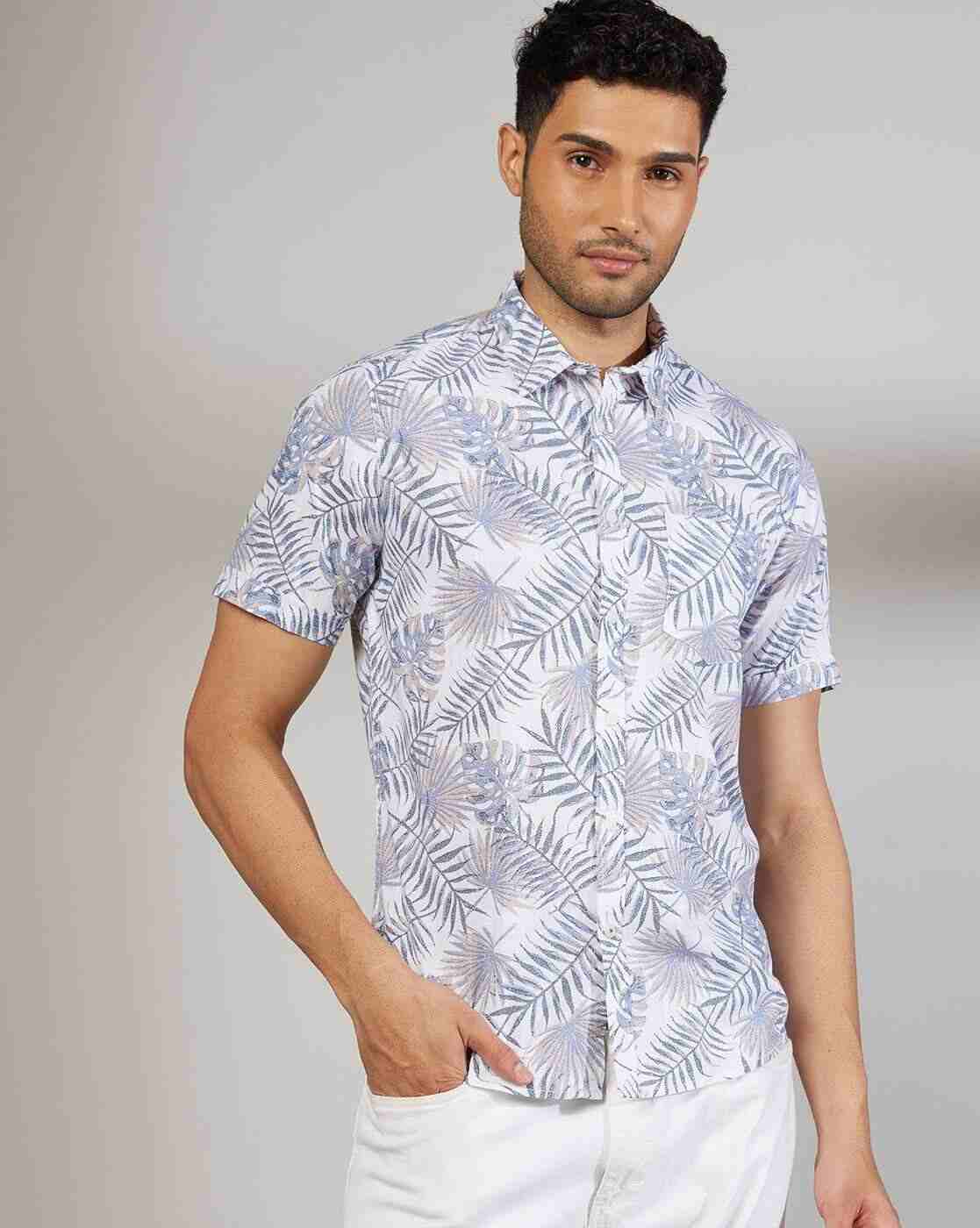 Men Leaf Print Regular Fit Shirt
