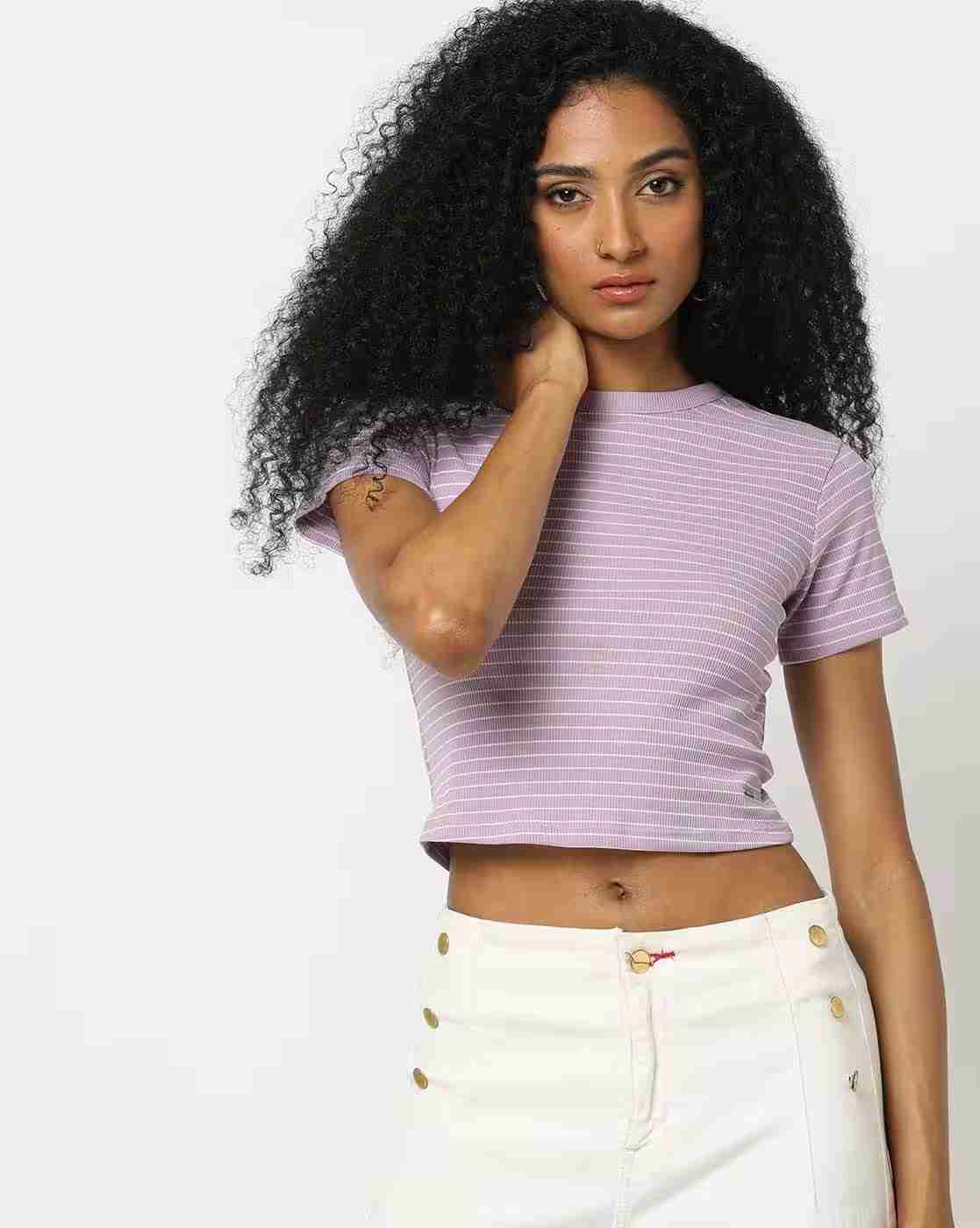 Women Striped Round-Neck T-Shirt