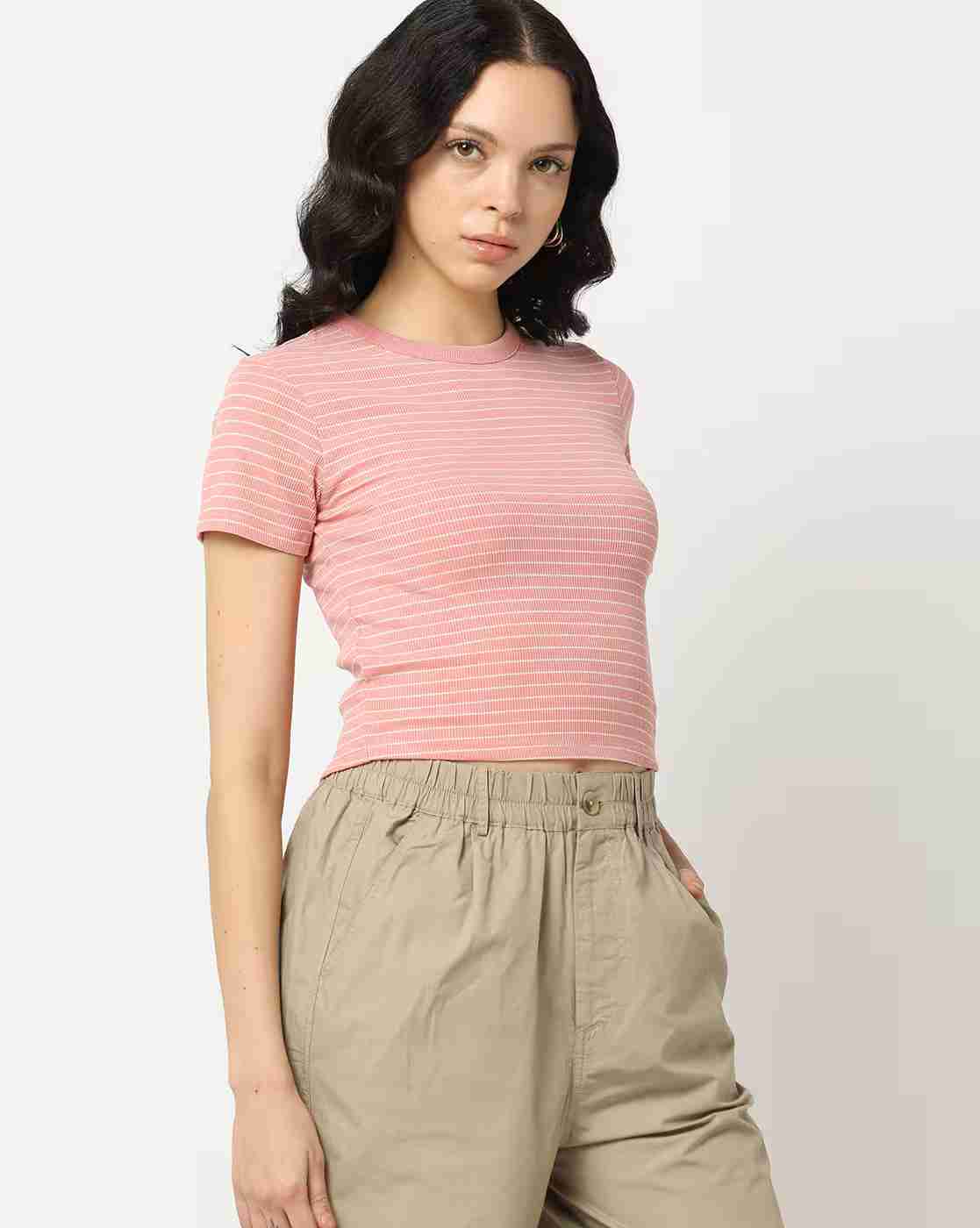 Lee Cooper | Women Striped Slim Fit Crew-Neck T-Shirt|0