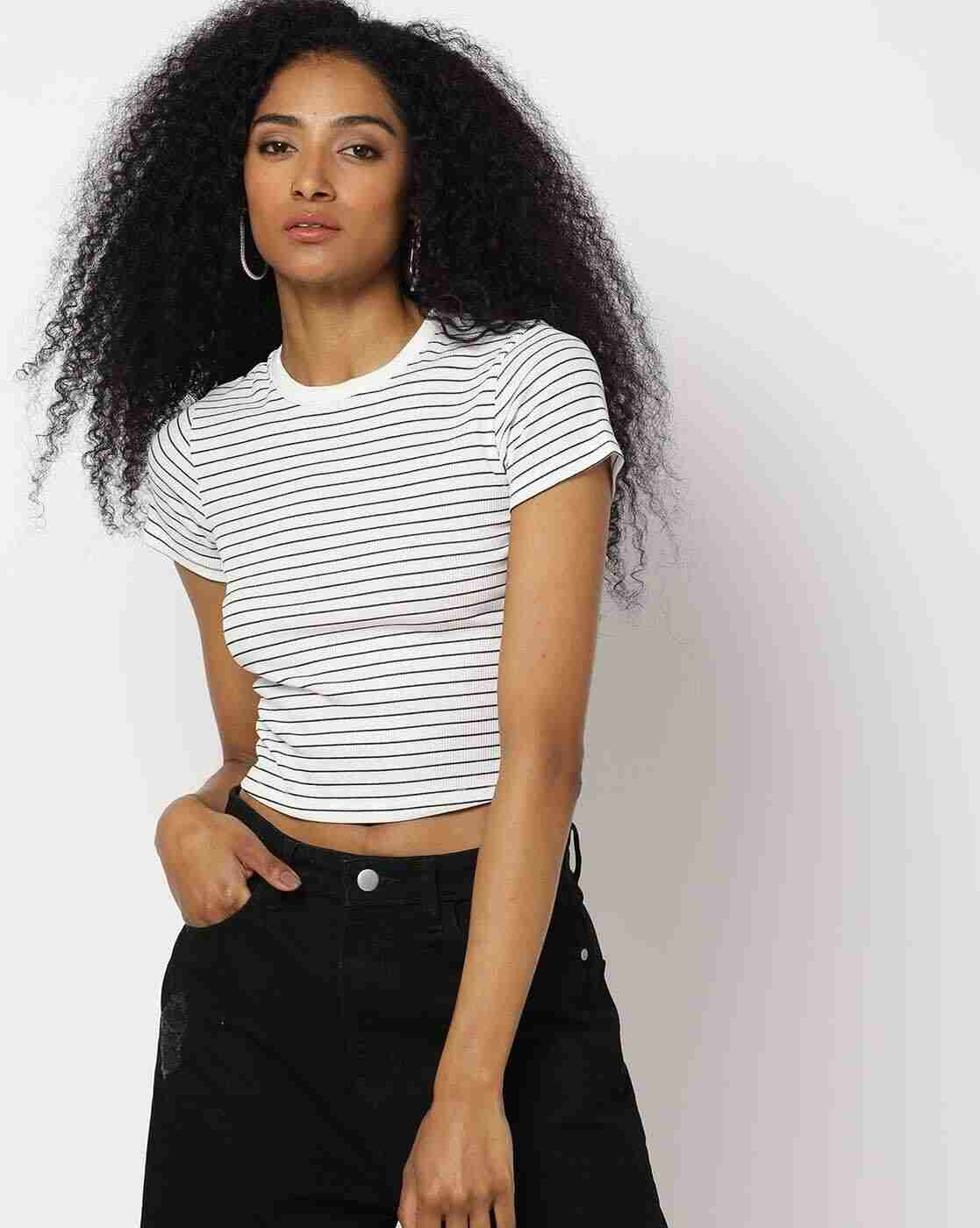 Women Striped Round-Neck T-Shirt