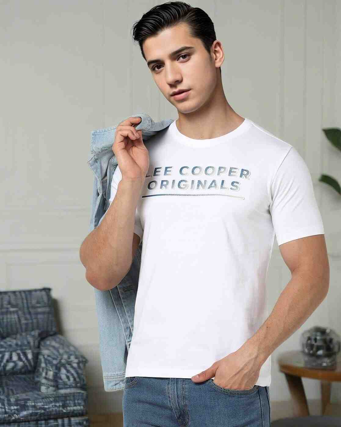 Lee Cooper | Men Logo Print Regular Fit Crew-Neck T-Shirt|0
