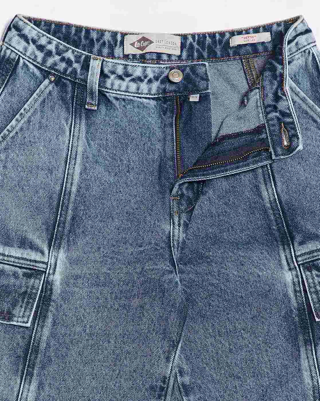 Lee Cooper | Women Heavily Washed Relaxed Fit Cargo Jeans|5