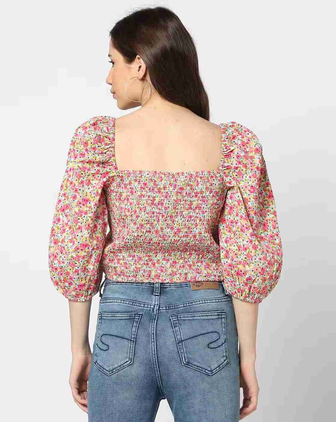 Lee Cooper | Women Floral Print Slim Fit Crop Top|2