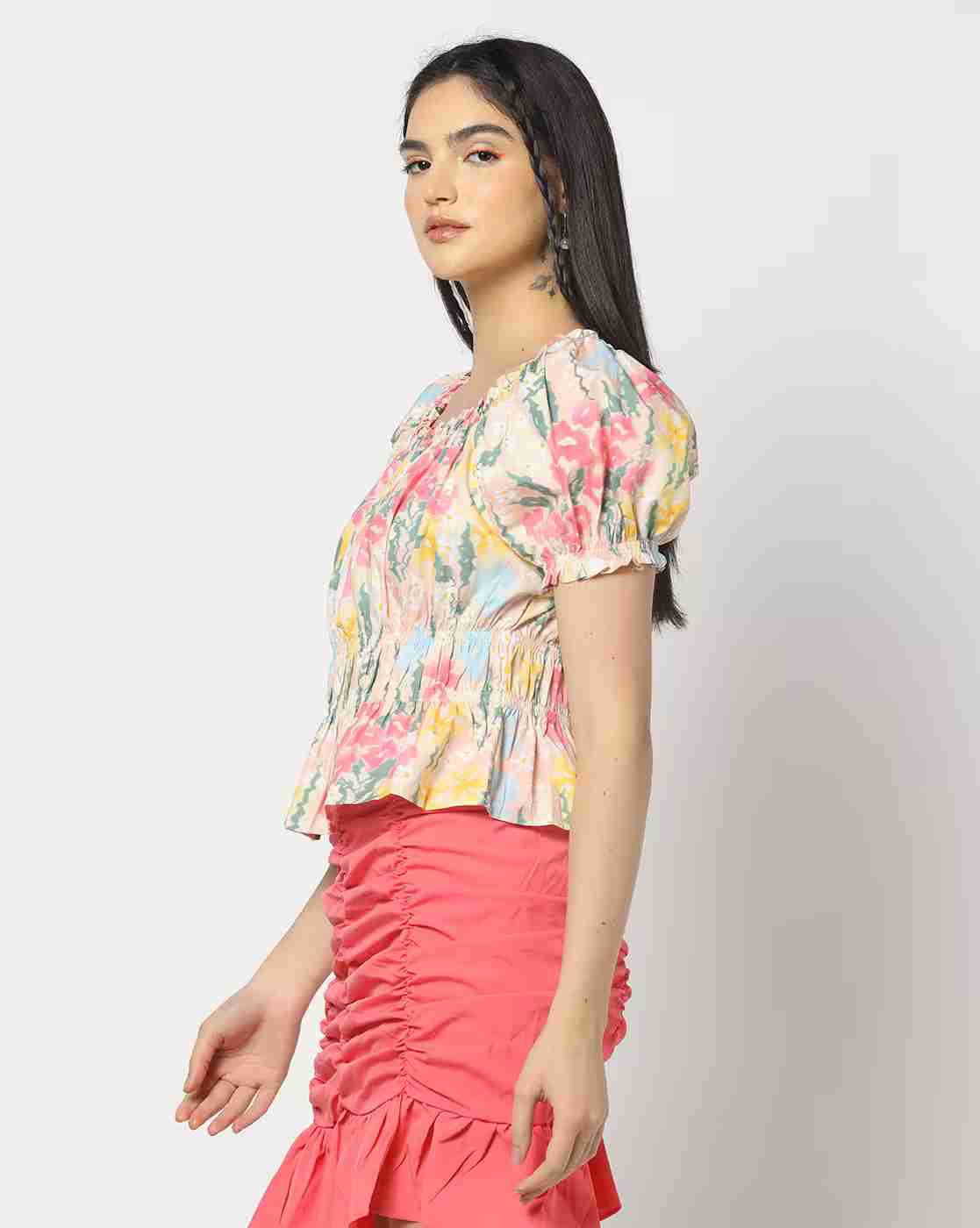 Lee Cooper | Women Printed Regular Fit Peplum Top|1