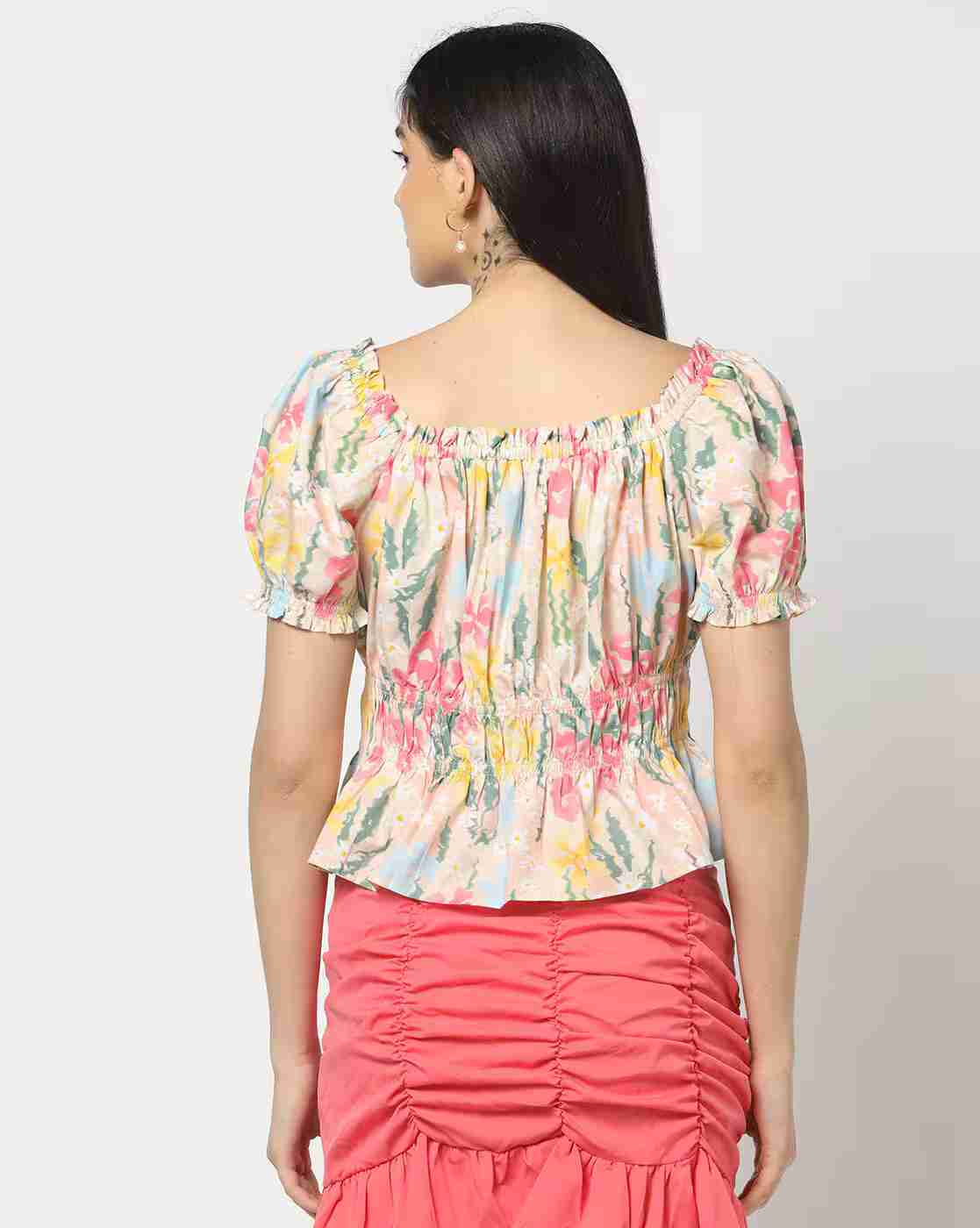 Lee Cooper | Women Printed Regular Fit Peplum Top|2