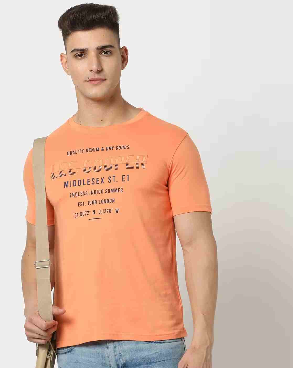 Men Brand Print Relaxed Fit Crew-Neck T-Shirt