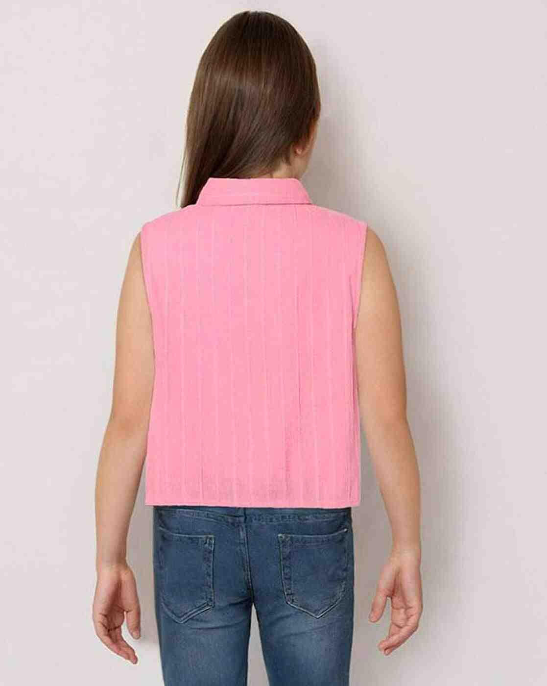 Lee Cooper | Girls Striped Regular Fit Knot-Front Shirt|1
