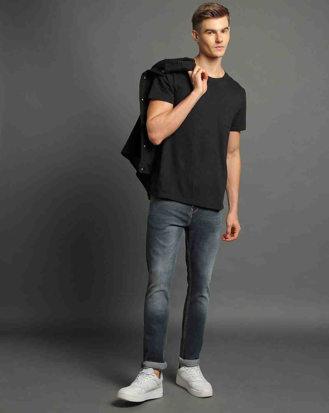 Lee Cooper | Men Lightly Washed Ankle-Length Slim Fit Jeans|0