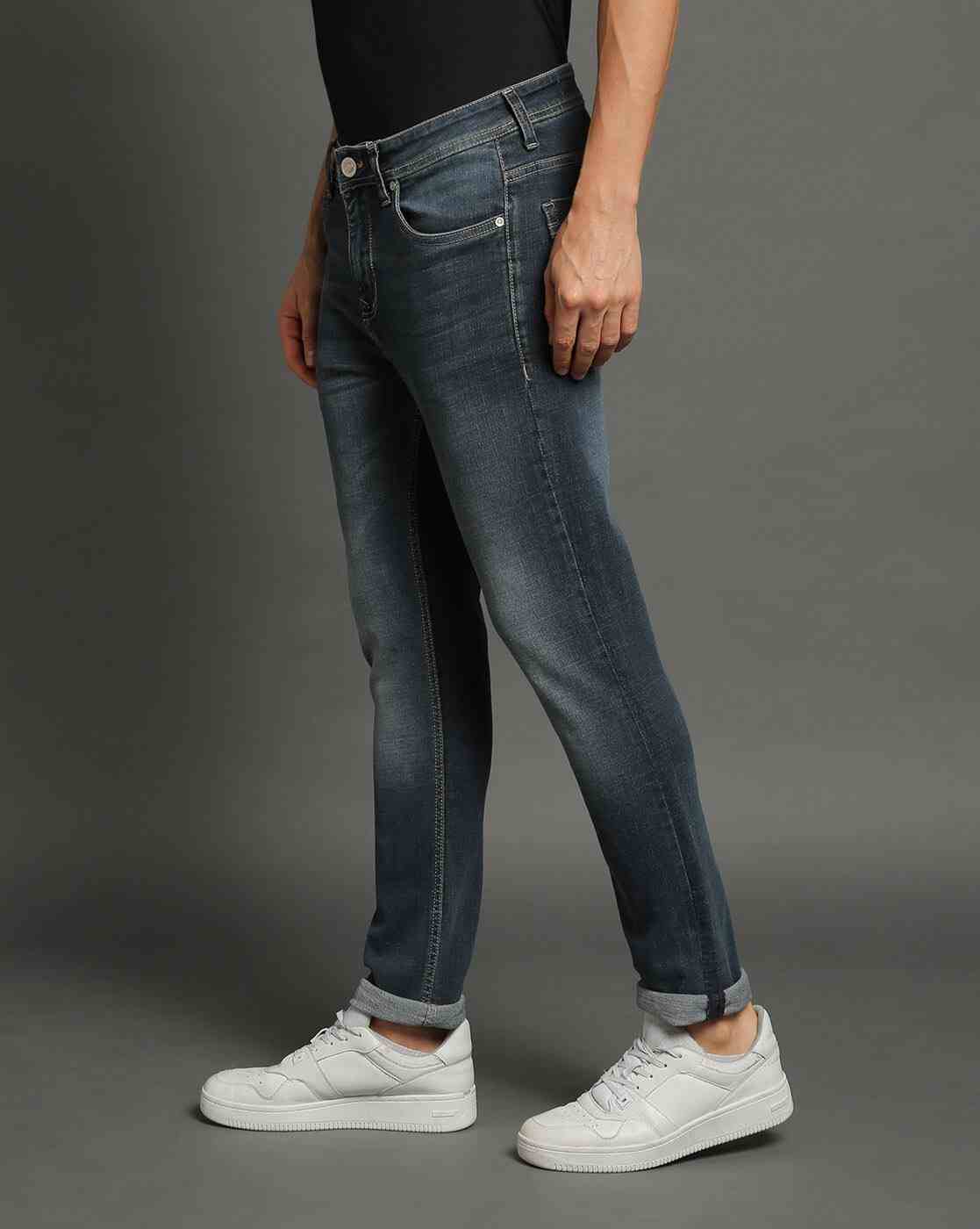 Lee Cooper | Men Lightly Washed Ankle-Length Slim Fit Jeans|1
