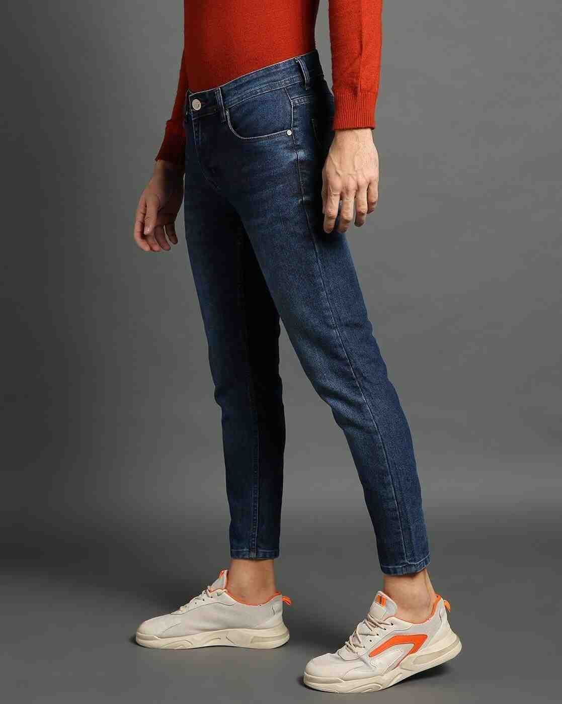 Lee Cooper | Men Lightly Washed Ankle-Length Slim Fit Jeans|2