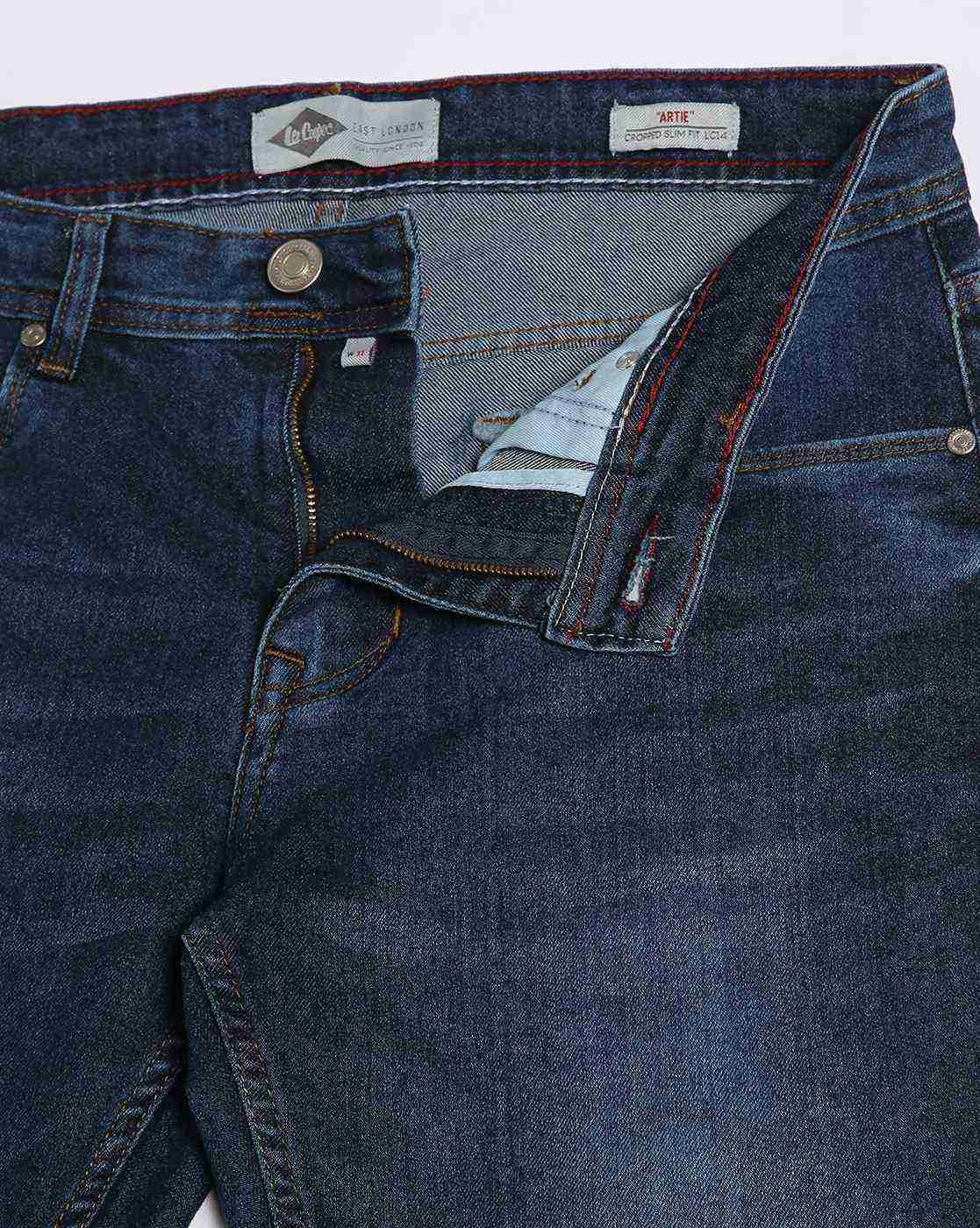 Lee Cooper | Men Lightly Washed Ankle-Length Slim Fit Jeans|5