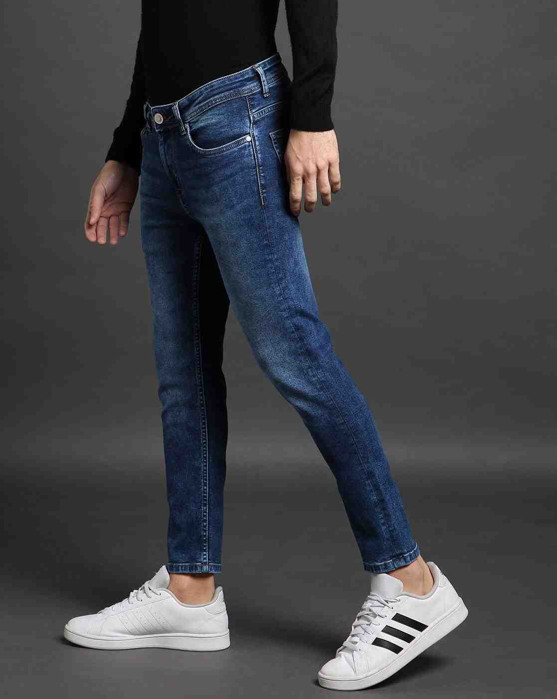 Lee Cooper | Men Lightly Washed Ankle-Length Slim Fit Jeans|1